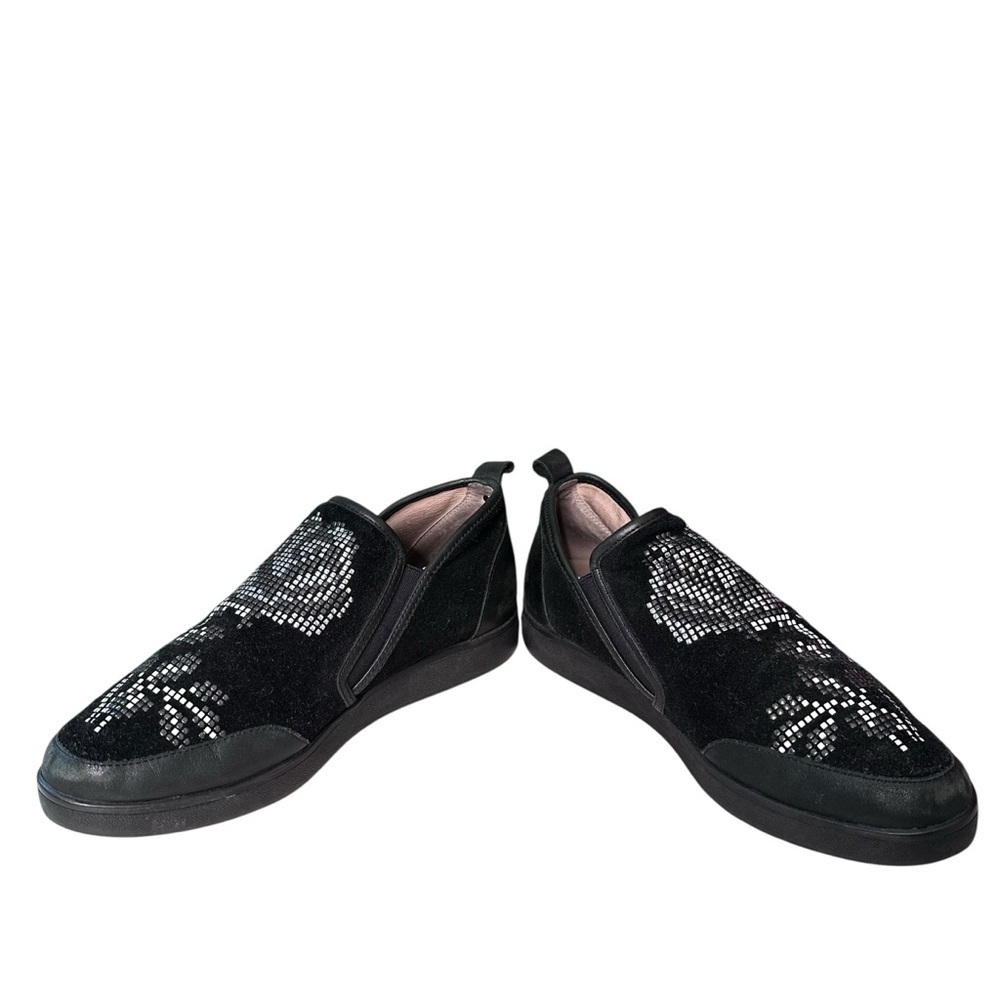 Donald J Pliner Mylasp Embellished Floral Black Suede Sneaker Size 7 - Picture 10 of 16